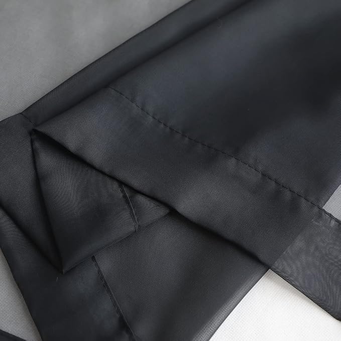Window Black Sheer Curtains 48 Inches Width 84 Inches Long 2 Panels Sheer Curtain Clear Curtains Basic Rod Pocket Panel for Home Living Room Bedroom Kids Room Yard Patio Parlor Sliding