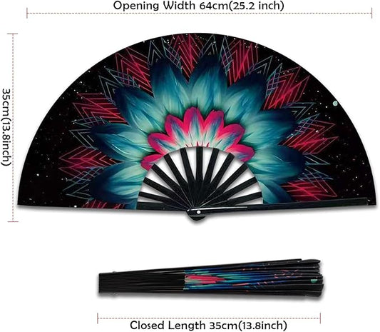 Boots on The Ground Fan, Large Folding Hand Fan for Women and Men, Popping Fans for Line Dancing for Raves, EDM, Dance Party, and Home Decoration