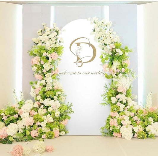 LEBENGURU Upgraded 7.2FT Wedding Arch Cover, White Spandex Fitted Arch Backdrop Cover, Round Top Chiara Stand Covers for Birthday Party Baby Shower Banquet Balloon Décor