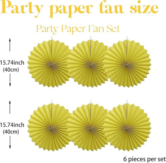 Yellow Party Decorations,Paper Decorations for Party,Lemon Decorations Party Paper Fans Bulk 16in,Anniversary Decorations for Party 30 Color DIY Set (Lemon Yellow)