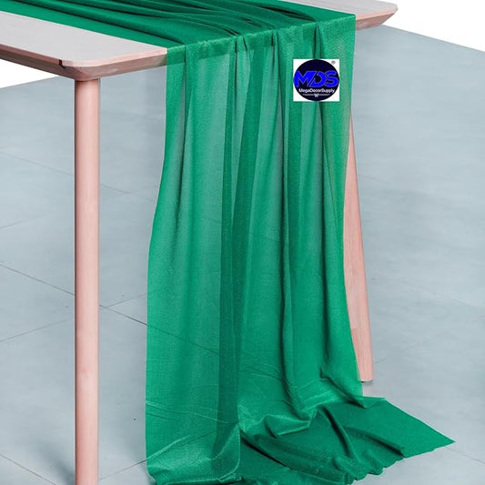 MDS Halloween Chiffon Table Runner - 5 Pack, 29 x 170 Inches, 14ft Each - Sheer Spooky Table Runners for Haunted House Parties, Trick-or-Treat Tables, Witchy Décor, Wedding & Events - Emerald Green