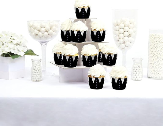 Big Dot of Happiness Goth Girl Cupcake Wrappers, Adjustable Fit, Black and Purple Halloween or Gothic Birthday Party Decorations - Set of 12