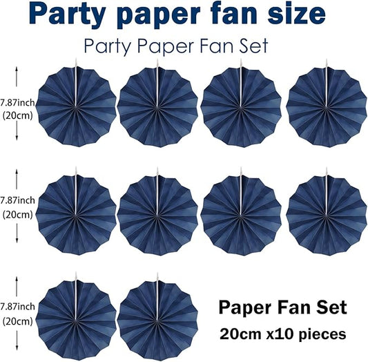 Blue Party Decorations,Blueberry Party Decorations Decorations Party Paper Fans Bulk 8in,Graduation Decoration Classroom Decor, Western Themed Party Decorations 30 Color DIY Set (Deep Blue)