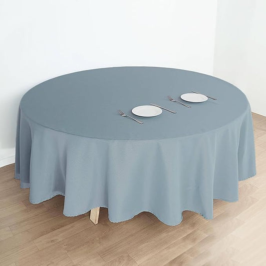 Efavormart Round Tablecloth, 108 Inch Stain & Wrinkle Resistant Washable Table Cloth, Decorative Polyester Fabric Table Cover for Banquet, Wedding, Dining- Dusty Blue
