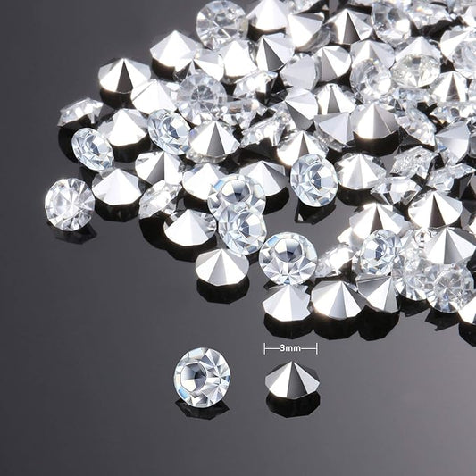 10000 Clear Wedding Table Scatter Confetti Crystals Acrylic Diamonds Rhinestones for Table Centerpiece Decorations Wedding Decorations Bridal Shower Decorations Vase Beads (Silver, 3 mm)