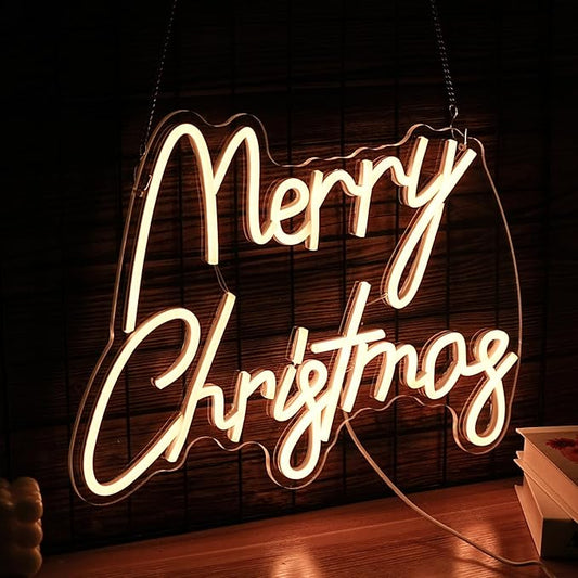 Merry Christmas Neon Sign USB Powered Merry Christmas Neon Light Sign for Christmas Decor Dimmable LED Christmas Light Up Sign for Christmas Home Party living Decor (16.5 * 12.6 In)
