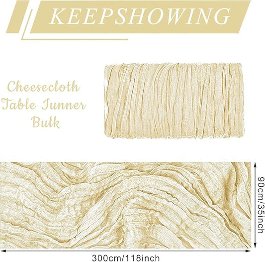 2 Pack Cheesecloth Table Runner 10Ft Christmas Gauze Boho Table Runners for Wedding Decor Bridal Shower Decorations Baby Shower Party(35" x 120")