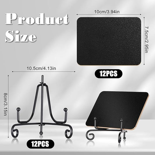 12 Pcs Mini Chalkboard Signs for Food Labels 4"x3"Small Chalkboards-Label with Metal Stand Buffet Food-Signs for Party Mini Chalkboard Signs with Stand for Party Bakery