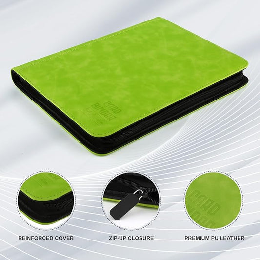 Toploader Binder with 9-Pocket Pages, Holds 288 "3×4" Rigid Toploader Hard Cases, Card Holder for Collectible Cards or Sports Cards, Durable Sleeves for Storage & Display (Grass)
