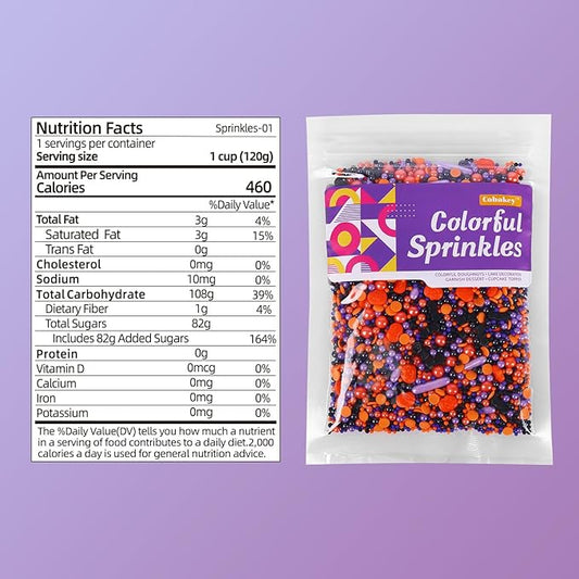 Edible Halloween Sprinkles for Cake Decorating 7ounce, Pumpkin Bats Sprinkles for Party, Sugar Pearl Sprinkles for Cupcake Toppers, Cookie, Ice Cream Decorations Celebrations