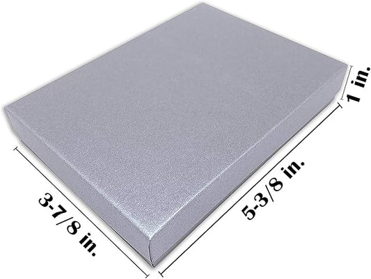 TheDisplayGuys - 25-Pack #53 Kraft Paper Cardboard Gift Boxes/Jewelry Cases w. Cotton Padding & Lid - Pearl Grey - (5.4" x 3.9" x 1.0")