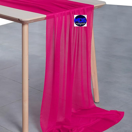 MDS Halloween Chiffon Table Runner - 20 Pack, 29 x 120 Inches, 10ft Each - Sheer Spooky Table Runners for Haunted House Parties, Trick-or-Treat Tables, Witchy Décor, Wedding & Events - Hot Pink