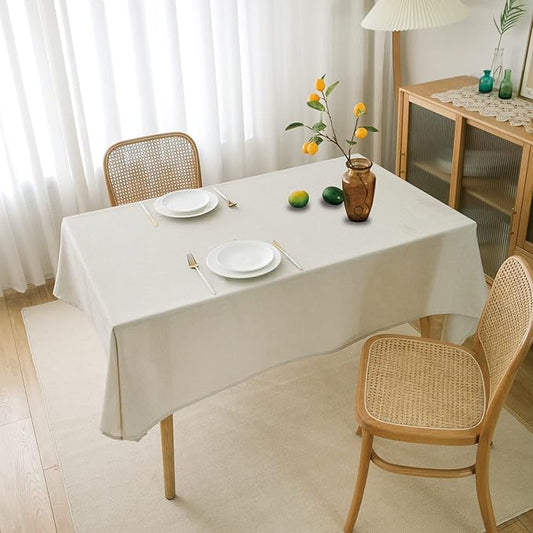 NLMUVW Linen Table Cloth for Square Tables, Rustic Textured Tablecloth Water Resistant Farmhouse Table Cover for Kitchen Dining Coffee, 48 x 48 Inch