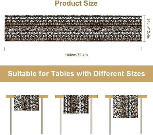 Cow Patchwork Print Table Runner, Country Farm Animal Fur Skin Farm Safari Wildlife Pattern Table Runner for Dinner Dinning Home Kitchen Living Room Party Holidays Setting, 13x60 Inch