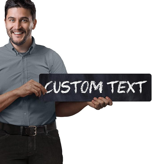 Custom Sign, Custom Street Sign, 11 Font Colors, 13 Font Styles, 4 Hole Options, 22 Sizes, 6x24 Inches, Rust Free DiBound, Fade Resistant, Made in USA by My Sign Center (Chalkboard Black)