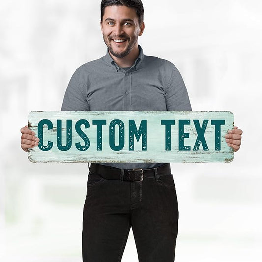 Custom Sign, Custom Street Sign, 11 Font Colors, 13 Font Styles, 4 Hole Options, 22 Sizes, 8x32 Inches, Rust Free DiBound, Fade Resistant, Made in USA by My Sign Center (Shabby Chic)