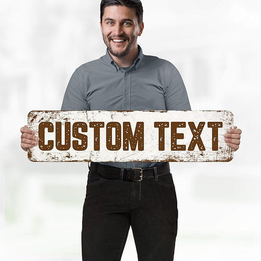Custom Sign, Custom Street Sign, 11 Font Colors, 13 Font Styles, 4 Hole Options, 22 Sizes, 8x32 Inches, Rust Free DiBound, Fade Resistant, Made in USA by My Sign Center (Rustic)