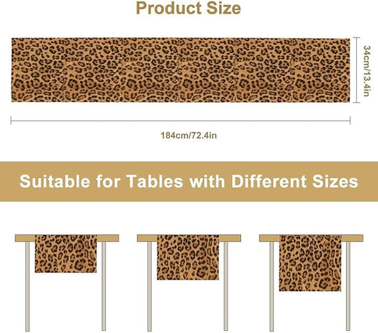 Leopard Print Table Runner Wildlife Vintage Cheetah Fur Spot Animal Skin Spots Pattern Table Cloth for Garden Farmhouse Wedding Party Vacation Dinner Home Decoration, 13x108 Inch