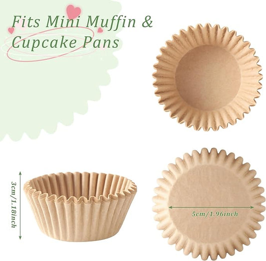 2 inch 1000-Count Mini Cupcake Liners Bright Colorful Muffin Baking Cups, Odorless,Baking Paper Cups for Baking Candy Cooking,Upgraded & Food Grade Grease-Proof Paper (Brown, 2 Inch)