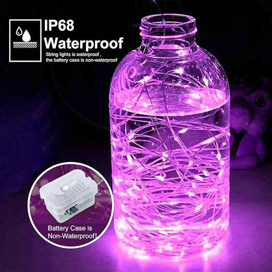 pozzolanas 8 Pack Pink Battery Operated String Lights - 7ft Waterproof Fairy Lights with 20 LEDs for Home, Mason Jar, Party, Wedding, Halloween, Christmas Decorations