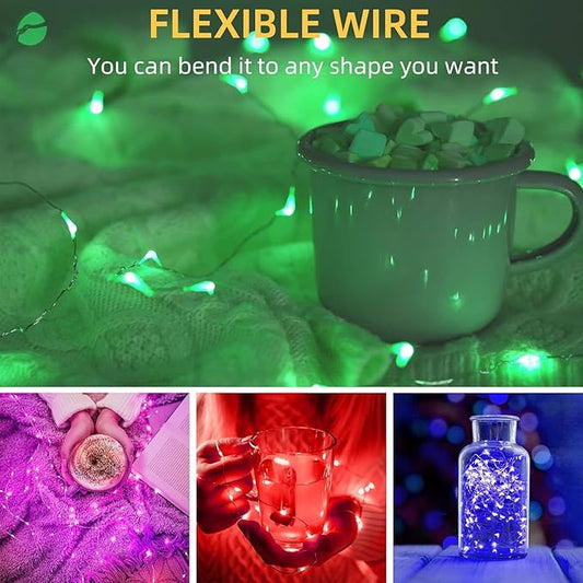 LAMPHOME 6 Pack Fairy Lights Battery Operated String Lights 6.6ft 20 Led Mason Jar Lights Waterproof Silver Wire Light Fireflies DIY Party Wedding Christmas Decoration(6 Pack,Multicolour)