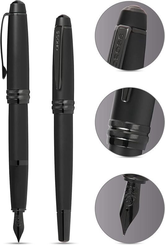 Cross Bailey Refillable Fountain Presented in a Premium Gift Box - Medium Point, Black Ink, Matte Black