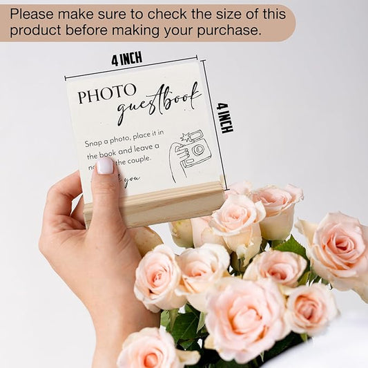 Wedding Guestbook Desk Decor, Wedding Guest Book Sign Wood Plaque, Guest Book Signs forWedding, Photo Guestbook WeddingWooden PlaqueSign with Wood Stand for WeddingReception Decor