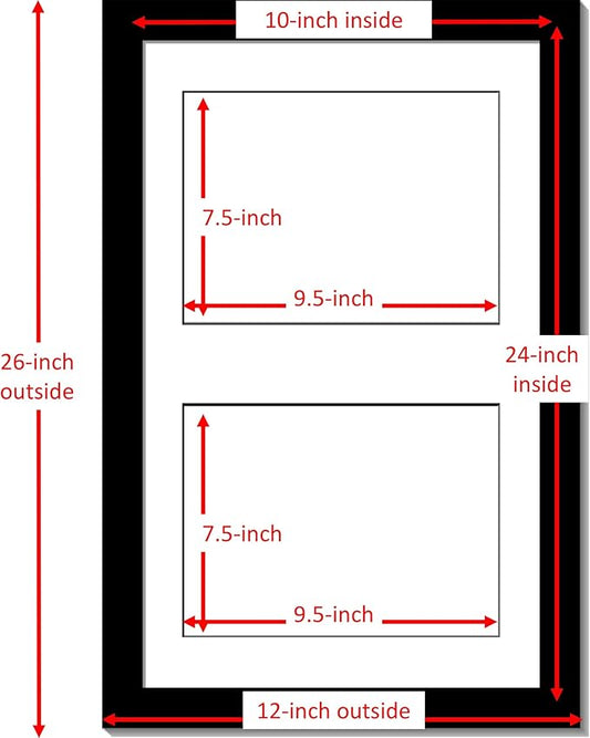 Creative Picture Frames 14X20Bk-W Black Vertical Double Diploma Frame With 2 Opening White Matting | Holds 2-8X10-Inch Documents With Installed Wall Hanger