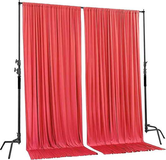 AK TRADING CO. 10 feet x 8 feet IFR Polyester Backdrop Drapes Curtains Panels with Rod Pockets - Wedding Ceremony Party Home Window Decorations - Coral