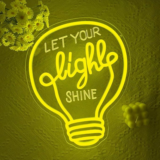 Let Your Light Shine Neon Sign,Dimmable LED Light Signs for Wall Art Decor,Inspirational Backdrop for Bedroom Club Party Man Cave,Gift for Teen Men USB Powered(14.6"*11.8")
