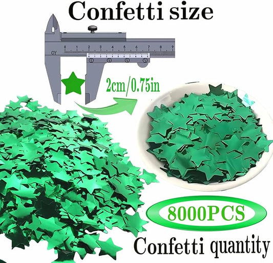 Green Star Foil Confetti Beautiful Metallic Table Confetti Glitter for Fill Balloons, Wedding,Birthday,Party,St. Patrick's Day,Festival Decoration(8000PCS)