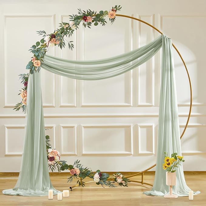 PARTISKY Wedding Arch Draping Fabric, 1 Panel 28" x 19Ft Sage Green Sheer Fabric Drapes Backdrop Curtain for Wedding Ceremony Party Ceiling Decor(1 Panel), Sage Green