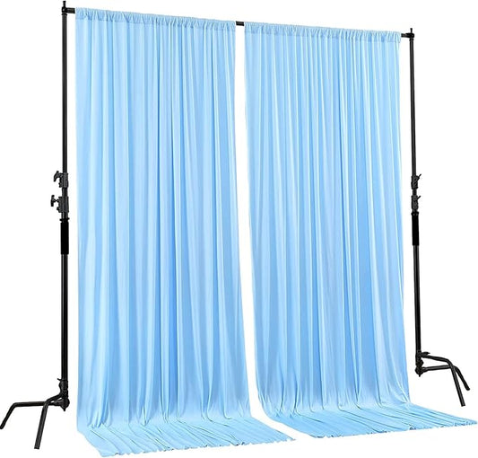 AK TRADING CO. 10 feet Wide x 12 feet Long IFR Polyester Backdrop Drapes Curtains Panels with Rod Pockets - Wedding Ceremony Party Home Window Decorations - (Light Blue)