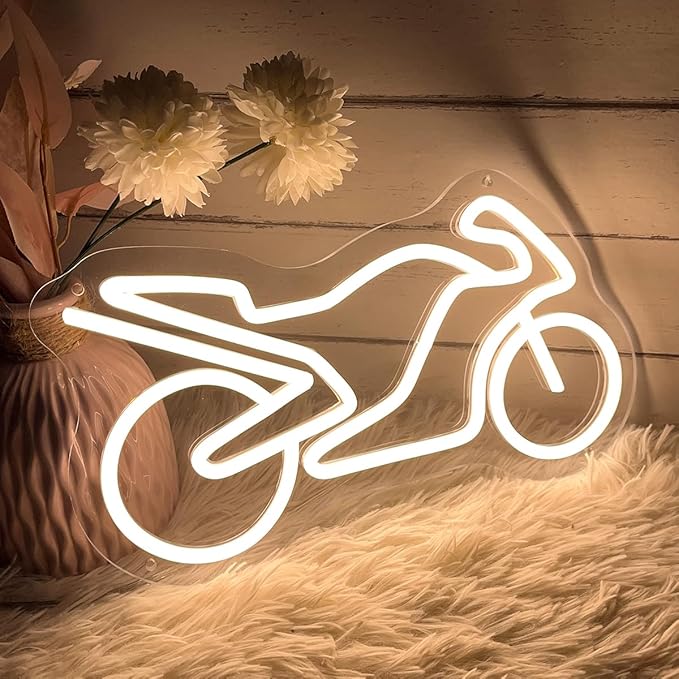 Motorcycle Neon Sign For Spa Beauty Room Nail Brows Lashed Salon Studio LED Wall Art Decor For Business Stores Logo Barber Shops Led Word Indoor Custom Neon Lights 5V USB Powered Warm White 35Ă20.5 CM