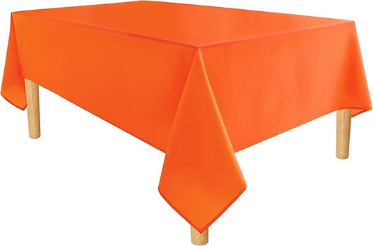 Hiasan Pumpkin Orange Rectangle Tablecloth - Waterproof Washable Polyester Fabric Table Cloth for Buffect Dining Birthday Party Wedding, 54 x 80 Inch