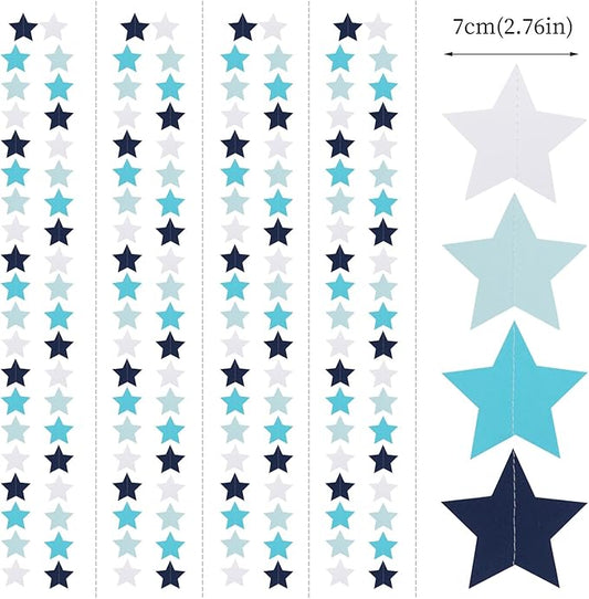 Light-Royal Navy-Blue White Party-Decorations Garland - 62ft Twinkle Little Star Hanging Streamers Banner,Bachelorette Bridal Wedding Birthday Baby Shower Decor Hugtmr