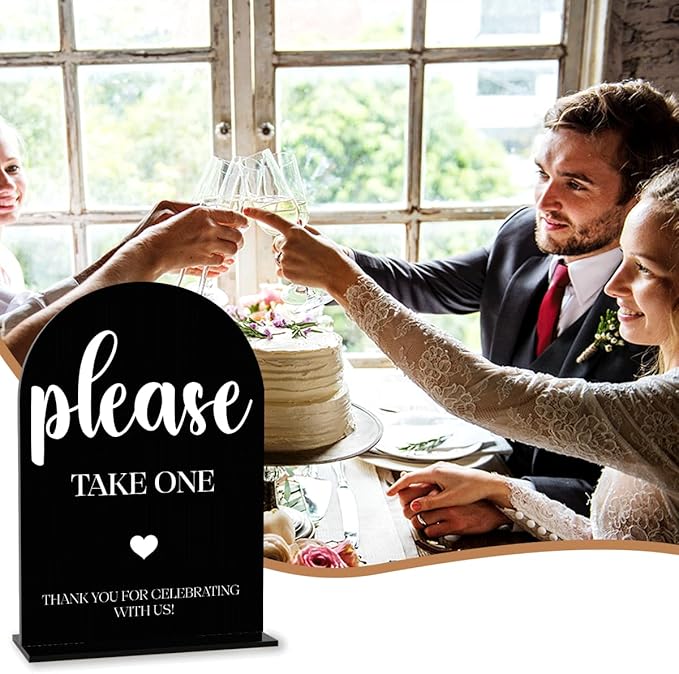Black Please Take One Sign, Wedding Engagement Bridal Shower Baby Shower Decor for Reception Reception, Weddings Acrylic Sign
