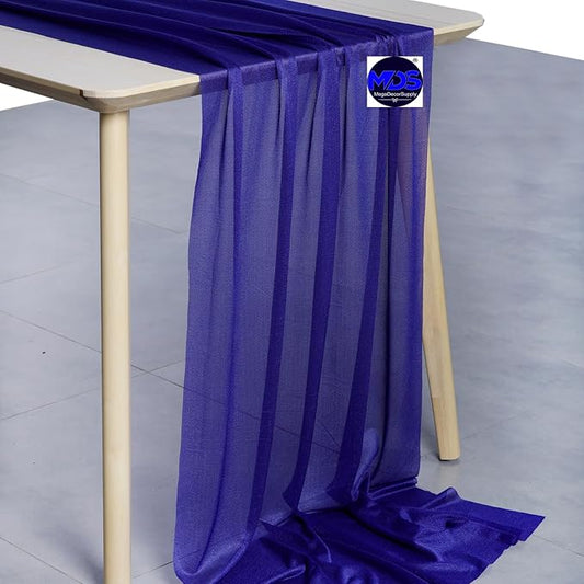 MDS Halloween Chiffon Table Runner - 1 Pack, 29 x 170 Inches, 14ft Each - Sheer Spooky Table Runners for Haunted House Parties, Trick-or-Treat Tables, Witchy Décor, Wedding & Events - Royal Blue