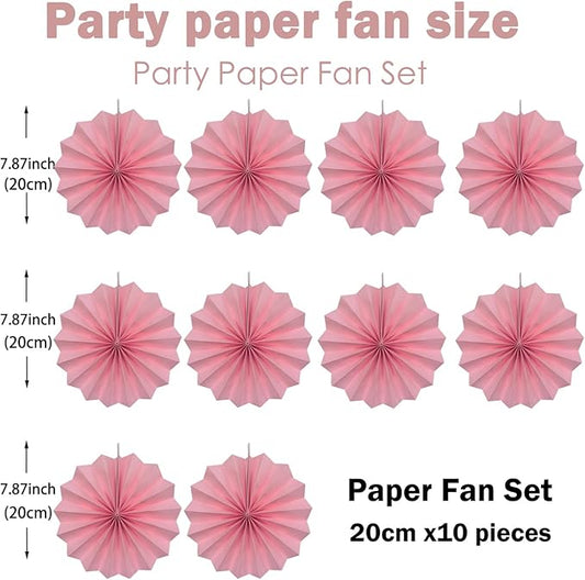 Pink Party Decorations,Pink Paper Decorations for Party,Baby Shower Decorations Party Paper Fans Bulk 8in,Schoolgirl Style Classroom Decor for Party 30 Color DIY Set (Pink)