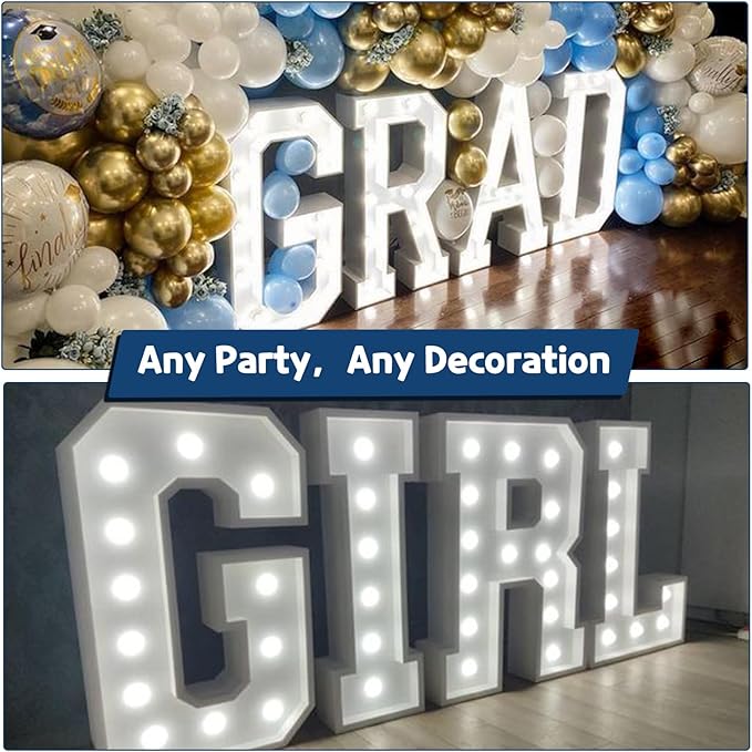 Marquee Letters 4 Feet Tall Large Light Up Letters Baby Shower Decorations Wedding Engagement Graduation White Party Decorations Marry Me Sign Big Cardboard Backdrop G