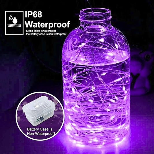 pozzolanas 8 Pack Purple Battery Operated String Lights - 7ft Waterproof Fairy Lights with 20 LEDs for Home, Mason Jar, Party, Wedding, Halloween, Christmas Decorations