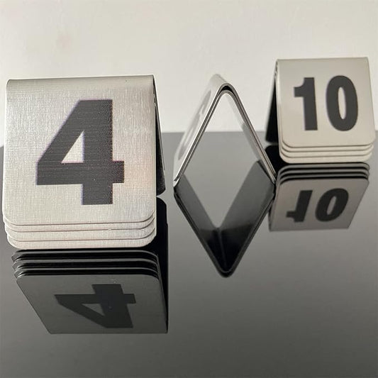 10 Pcs Metal Place Cards Stackable Tent Style Table Numbers,Place Card Holders for Celebration Wedding Party Restaurants Cafes Bars Gatherings meeting Room Board Game Serial (Small 1-10, Black)