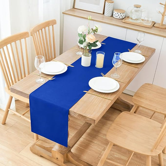 2 Pack Blue Long Table Runner 12 x 108 Inch Solid Color Farmhouse Runners Coffee Table Dresser for Daily Party Home Decoration