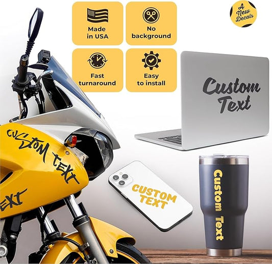 Custom Vinyl Lettering - Custom Text Vinyl Sticker - Personalizes Vinyl Lettering for Car, Trucks, Boats, Doors, Windows, Walls - Custom Decal Text Name Sticker