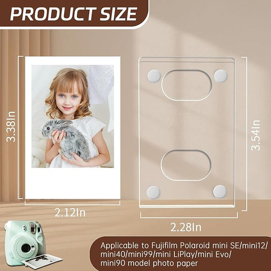 10Pack Magnetic Mini 2x3 Acrylic Picture Frames, Refrigerator Photo Frame Horizontal Vertical Compatible with Fujifilm Instax Polaroid Mini Film for Home Fridge Locker