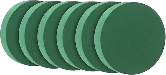 Frienda 6 Pieces Floral Foam Blocks for Artificial Flowers,Thanksgiving Christmas Party Supplies, Dry & Wet Floral Foam Round Kit for Flower Arrangement Wedding Decoration(6.5 x 1.57 Inch)