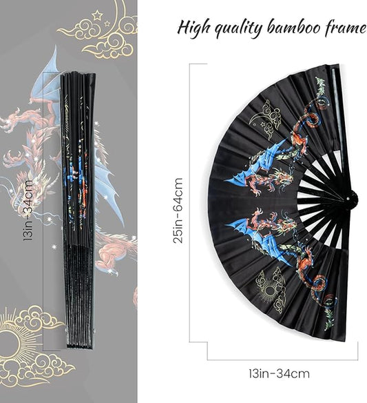 SYNTECSO Folding Hand Fan for Rave, Boots on The Ground Fan, Large Folding Fan for Drag Queen, Women and Men,Clacking Fans for Line Dancing,Parties, Music Festivals, EDM and Decoration