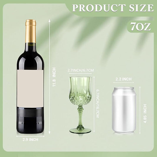Plastic Wine Glasses,Plastic Goblets Vintage Style Cordial Drinking Glasses for Wedding Reception, Grand Event Party Supplies (48, New Green)