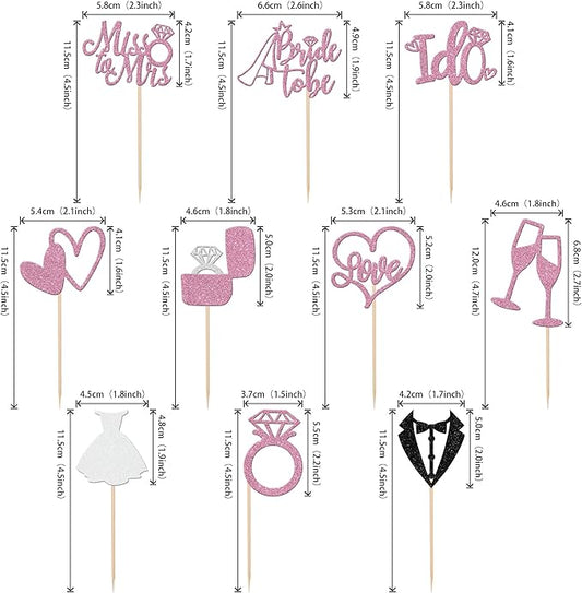 30 PCS Bride to Be Cupcake Toppers Glitter Miss to Mrs I Do Love Heart Ring Cupcake Picks Wedding Bridal Shower Cake Decorations for Wedding Engagement Bachelorette Party Supplies Purple