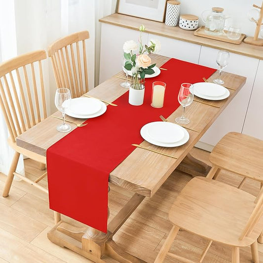 2 Pack Red Table Runner 12 x 60 Inch Solid Color Farmhouse Runners Coffee Table Dresser for Daily Party Home Decoration